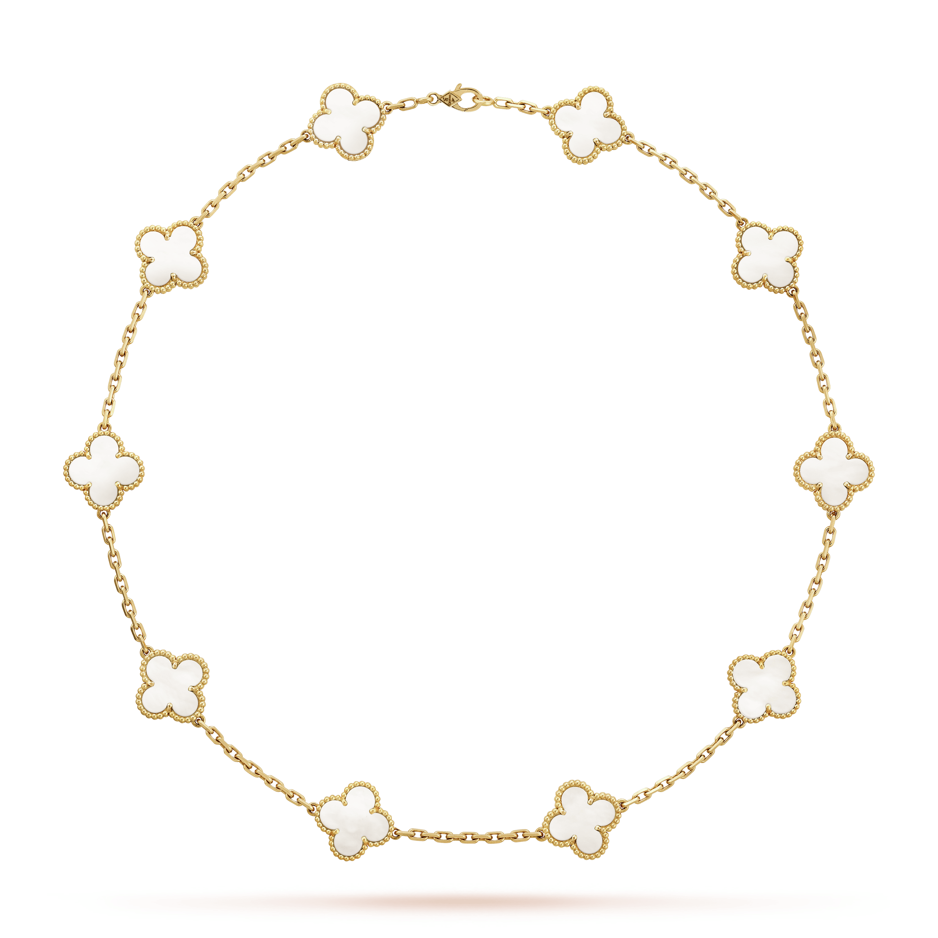 18K Vintage Alhambra Pearl 10 Motifs Necklace