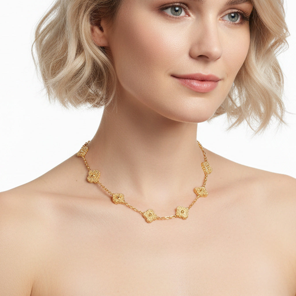 Vintage Alhambra Yellow Gold 10 Motifs Necklace