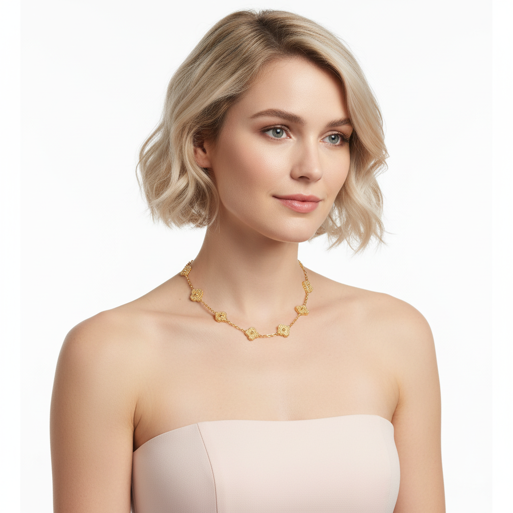 Vintage Alhambra Yellow Gold 10 Motifs Necklace