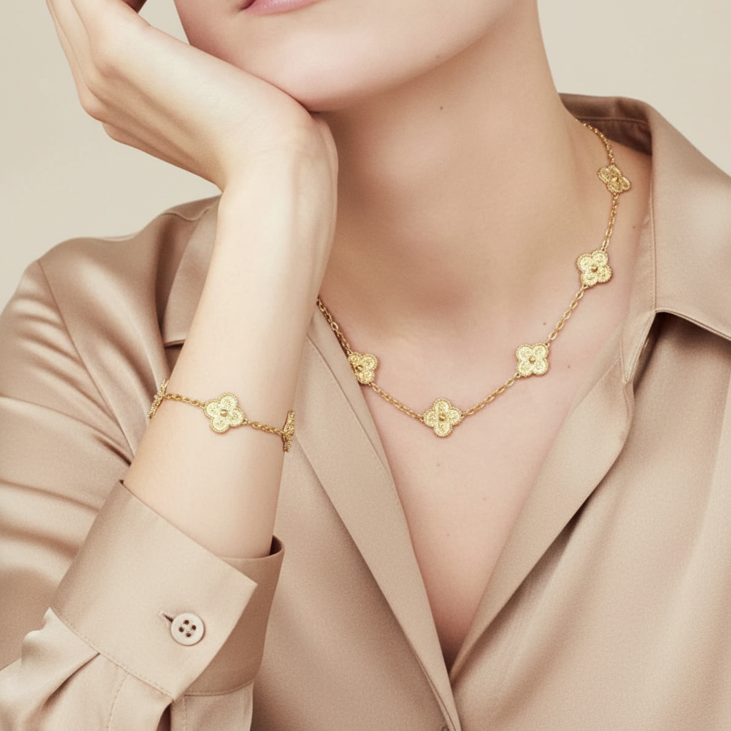 Vintage Alhambra Yellow Gold 10 Motifs Necklace