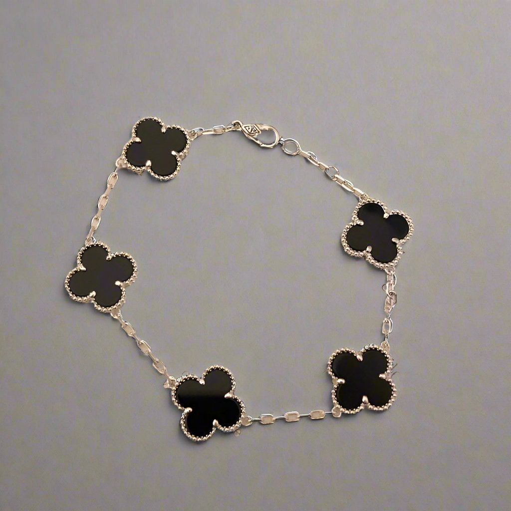 Vintage White Gold Alhambra Five Motifs Clover Bracelet