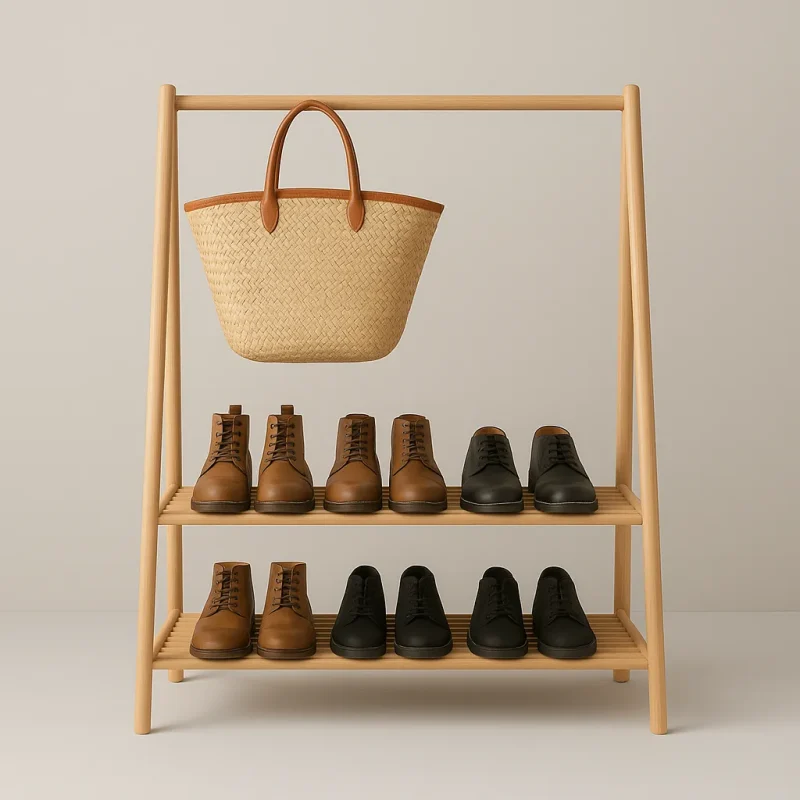 Boot Shoe Rack Sturdy Two Tier Stand With Hanging Storage Rai