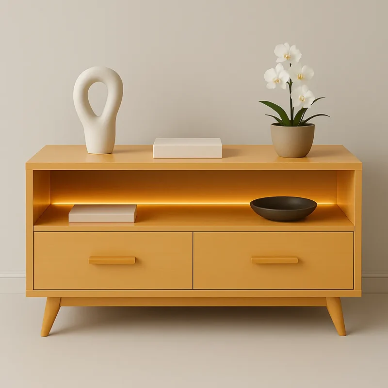 Modern Sideboard Sleek Storage Cabinet Featuring LED Display Shelf