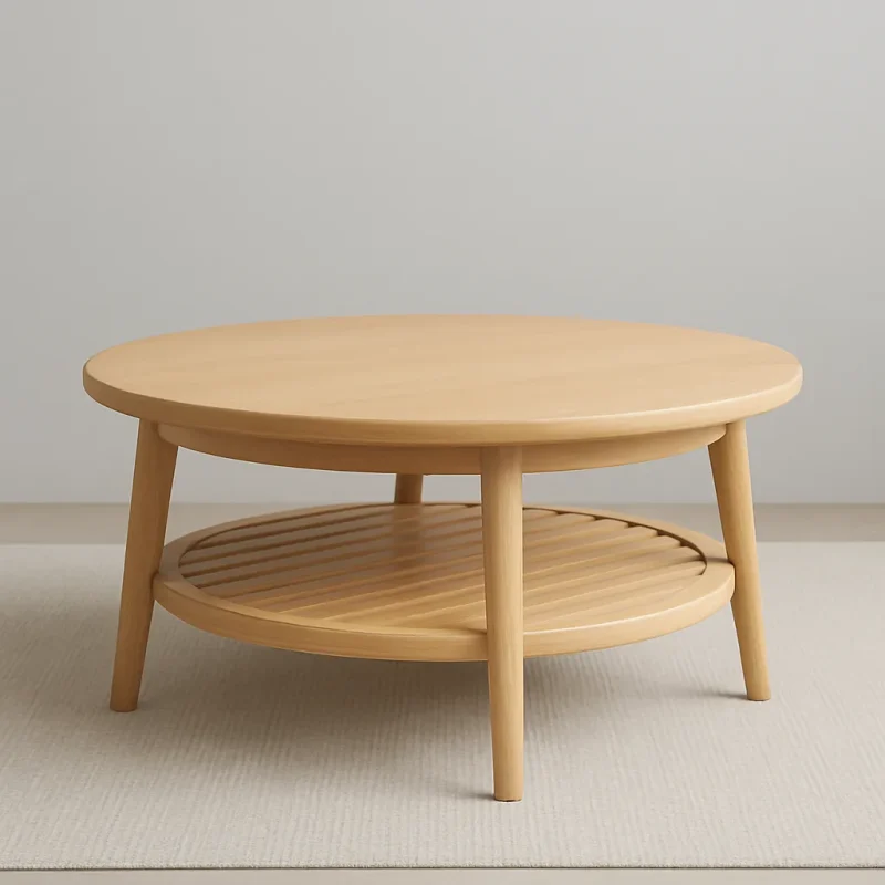 Round Coffee Table Two Tier Open Storage For Airy Living Spaces
