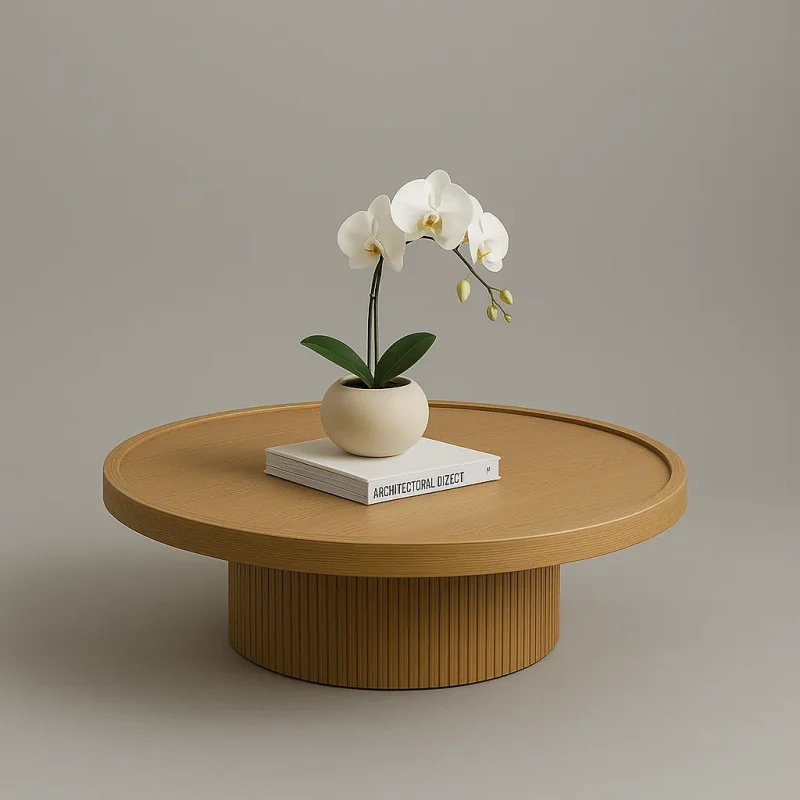 Round Pedestal Table Modern Sculptural Statement for Living Room