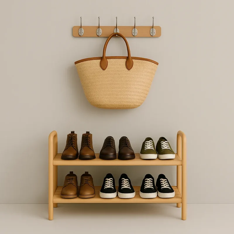 Rounded Edge Shoe Rack Two Tier Organizer For Stylish Entryways