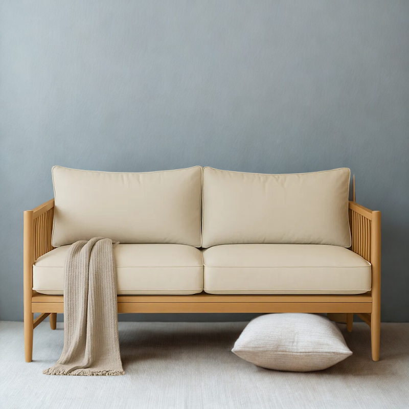 Slat Arm 2 Seater Sofa Clean Line Cozy Accent