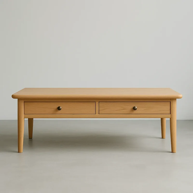Wood Coffee Table Dual Drawer Design For Everyday Living