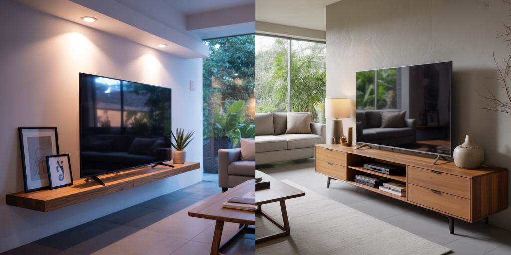 Wall-Mounted vs Floor Wooden TV Shelves: Pros and Cons