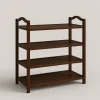 Four Tier Wooden Shelf Rack With Side Frame Walnut Finish