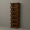 Six Tier Wooden Shoe Rack With Geometric Side Design Brown