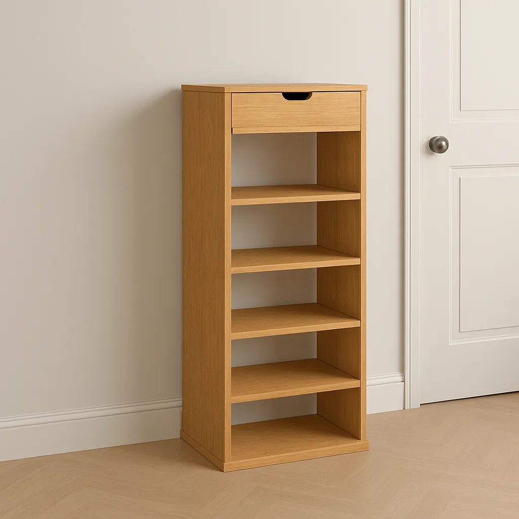Modern Wooden Shoe Rack With Drawer for Entryway and Living Room
