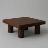 Walnut Square Coffee Table With Bold Round Legs And Smooth Wood Surface